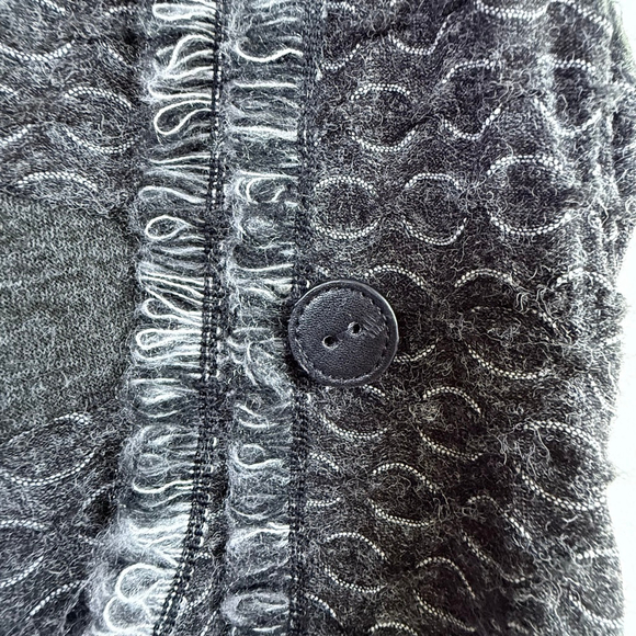 Whish Gray Knit Sweater Dress S Fringe Rosette Detail Artsy Textured Boho - Picture 7 of 11